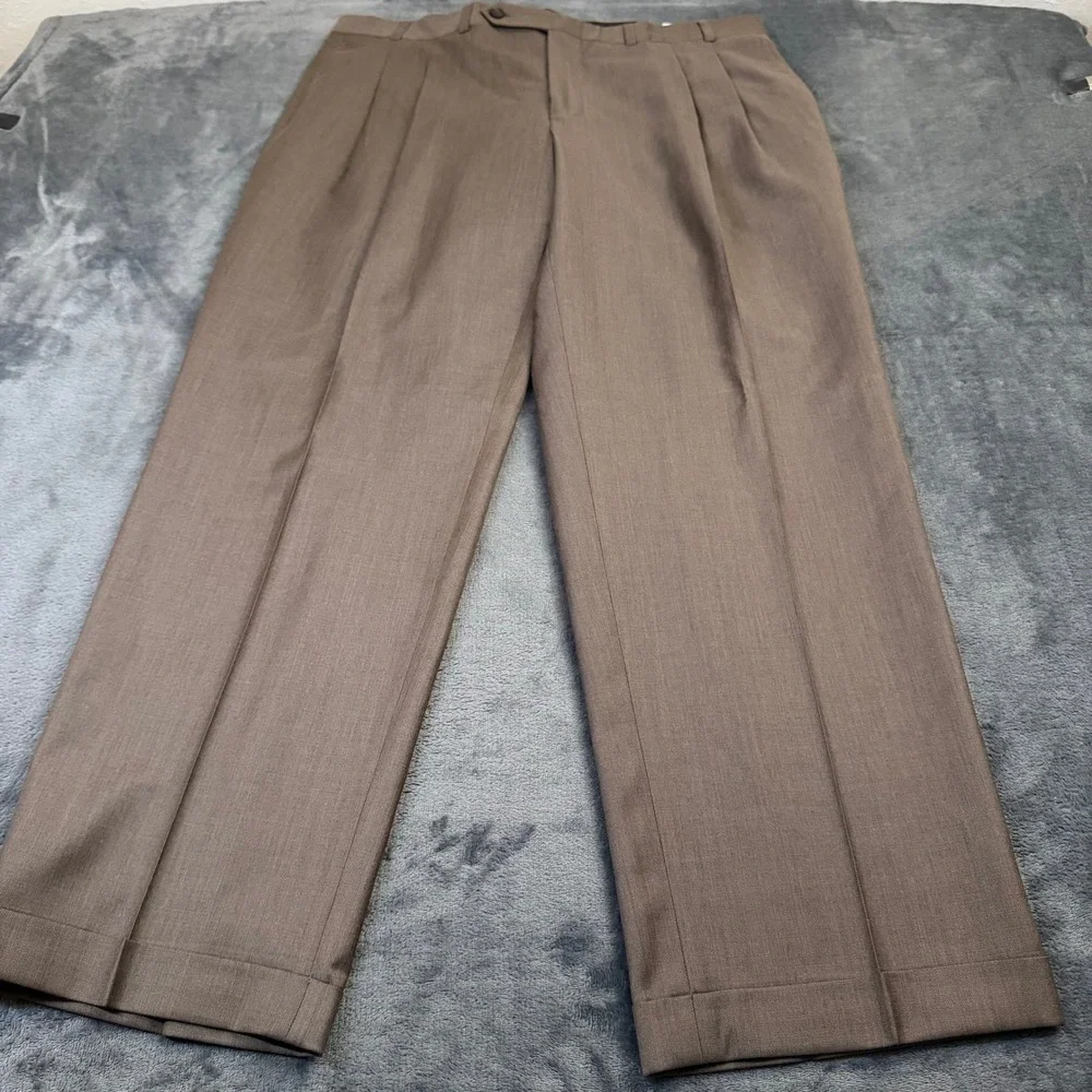 Kenneth Roberts Platinum Collection Suit Set Mens 44L Brown Wool 38x30
